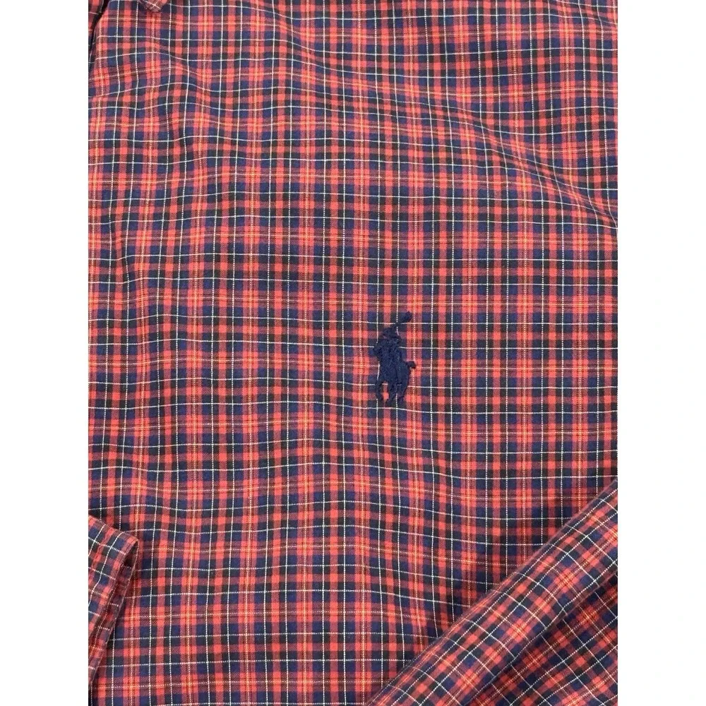 Ralph Lauren Shirt Youth Boys Large‎ (14-16) Red Plaid Long Sleeve Button Down